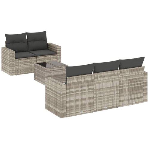 Maison Chic Seti vrtnega pohi&amp;scaron;tva - Vrtna garnitura - Vrtni pohi&amp;scaron;tvo set 6-delna z blazinami siv poli ratan, (21805281) Slike