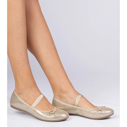 Gemre Golden women's ballet flats with an elastic bow Lerona Cene