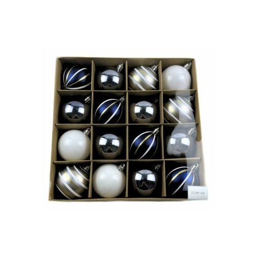  Novogodisnji ukras kugla 6cm plavo-sivo-bela 16pcs jc23sp-518 ( 42/71600 ) Cene