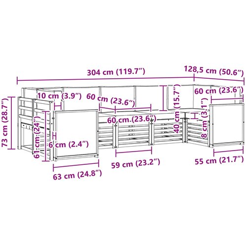  Set vanjskih sofa 6 kom. Prirodna Smeđa Slike