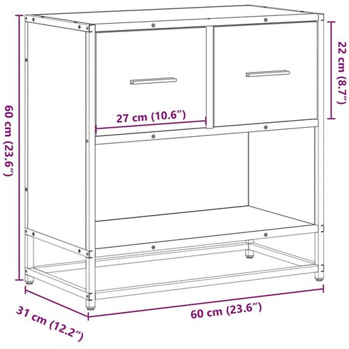 VidaXL Noćni ormarić Sonoma hrast 60x31x60cm Konstruirano drvo i metal Slike