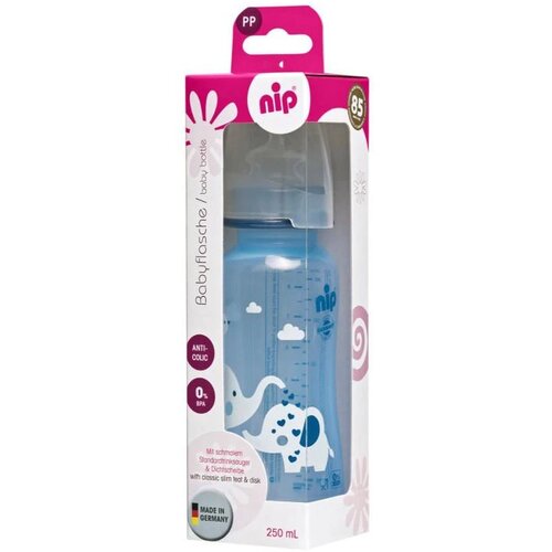 Nip pp fla&amp;scaron;ica Trendy Boy 250 ml sa silikonskom cuclom za mlijeko 0-6 Slike