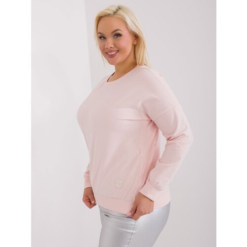 Fashion Hunters Light pink plus size blouse with long sleeves Slike