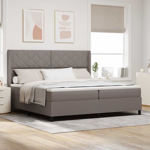  LED Box Spring Krevet Sivo-smeđa 200 x 200 cm tkanina Cijene