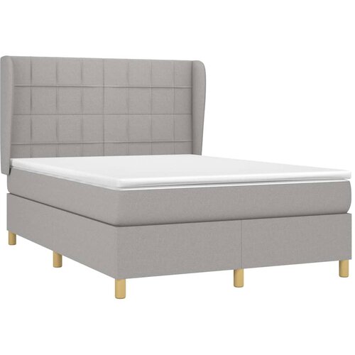  Krevet s oprugama i madracem svjetlosivi 140x190 cm od tkanine Slike