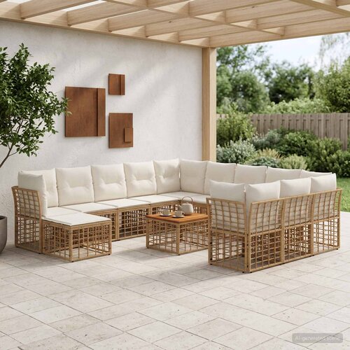  Set vanjskih sofa 13 kom. Prirodna i krema bijela Poliester Cijene