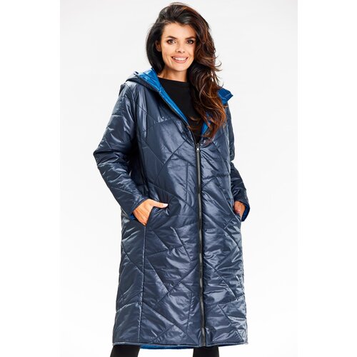 Awama Woman's Coat A685 Navy Blue Slike