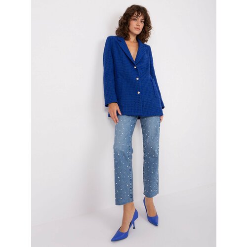 Fashion Hunters Cobalt blue women's blazer with pockets Cene