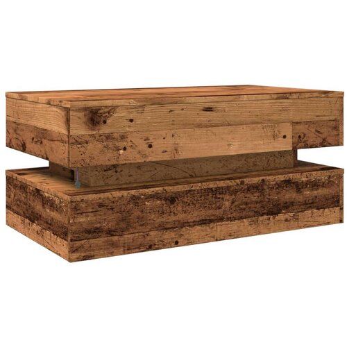  Stolić za kavu s LED svjetlima boja starog drva 90 x 50 x 40 cm Slike