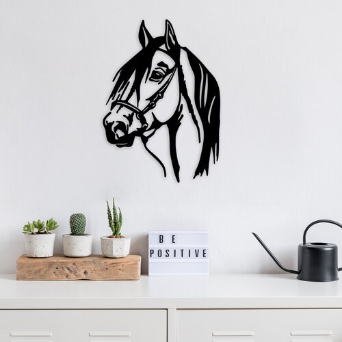 Horse head black decorative metal wall accessory Slike