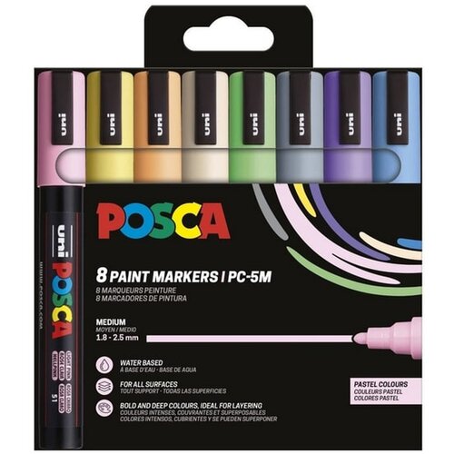 POSCA marker pc-5m pastelne boje 8/1 plastic free pakiranje 75434 Slike