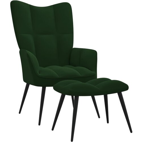 The Living Store Stol za sproščanje s stolčkom temno zelen žamet - Stol Za Sproščanje, (21485290) Cene