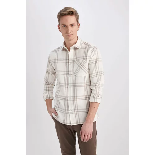 Defacto Modern Fit Polo Neck Long Sleeve Checkered Shirt