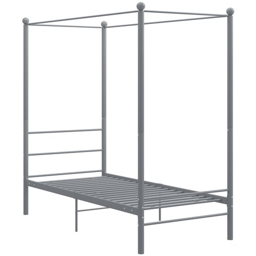 Maison Chic Posteljni okvir - Enojna postelja - Postelja za odrasle z ogrodjem za baldahin siv kovinski 90x200 cm, (21697434) Cene