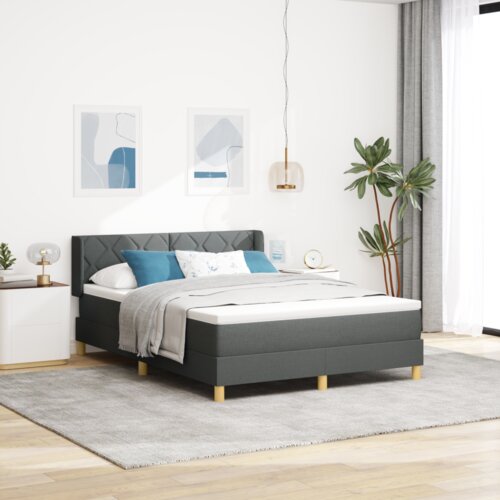 vidaXL Box Spring Postelja s Vzmetnico Temno Siva 140x190 cm Tkanina Cene