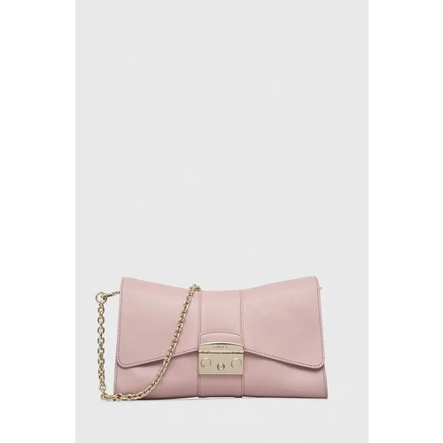 Furla Usnjena torbica roza barva