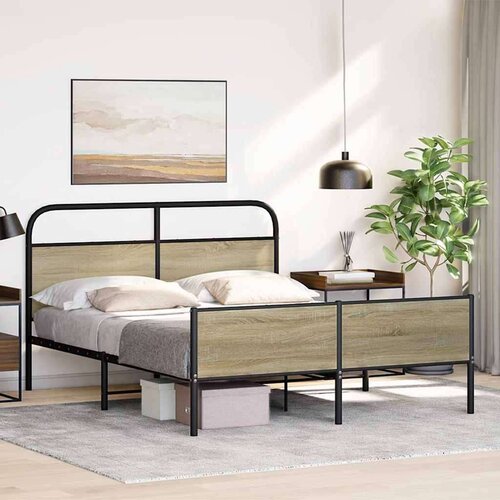 VidaXL Metalni okvir kreveta bez madraca boja hrasta sonome 160x200 cm Slike