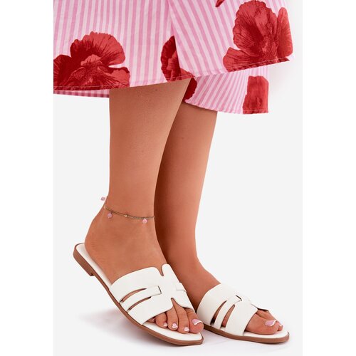 Boto Women's Flat Heeled Sandals With Cutouts Eco Leather White Ecapus Cijene