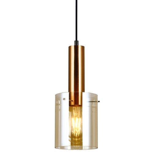  ITALUX PND-5581-1-BRO+AMB - Visilica na sajli SARDO 1xE27/40W/230V crna/mesing Slike