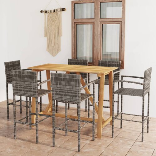 The Living Store Vrtna barska garnitura 7-delna siva - Vrtna Barska Garnitura, (21424710) Slike