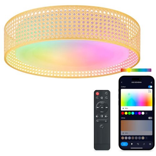 Ksix Bohemia Smart LED stropna svjetiljka, Rattan dizajn, 3W zvučnik,RGBIC + CCT Slike