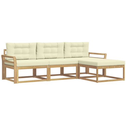 vidaXL Zunanja garnitura za sedenje 4 pcs Bela in krem Poliester, (5000281654) Cene