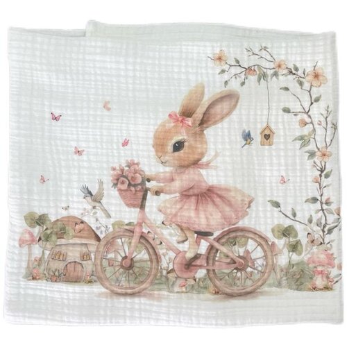 Tri Drugara Muslin Prekrivač "Zeka" Roze 120X120Cm Četvoroslojni Cene