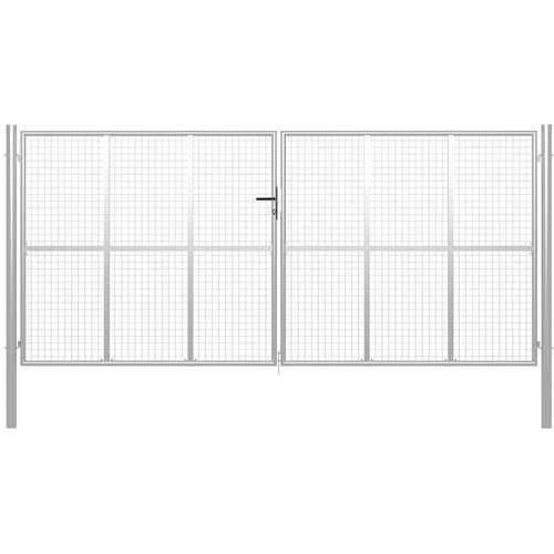 vidaXL Vrtna vrata pocinkano jeklo 415x250 cm srebrna Cene