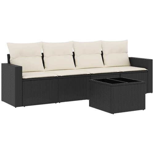  5-dijelna vrtna garnitura od poliratana s jastucima crna 65.5 x 62 x 69 cm Slike