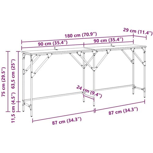 VidaXL Konzolna stolica Staro drvo 180 x 29 x 75 cm Konstruirano drvo Slike