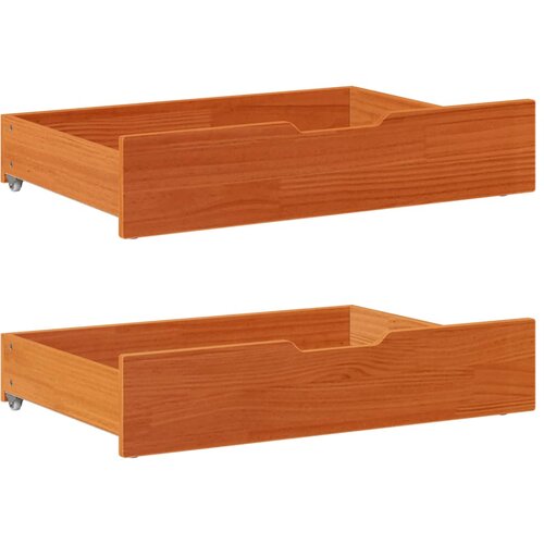 vidaXL Predal za posteljo 2 kosa rjava 85x55x16 cm trdna borovina Cene
