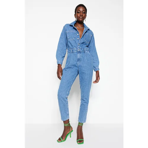 Trendyol Blue Waist Detailed Denim Overalls