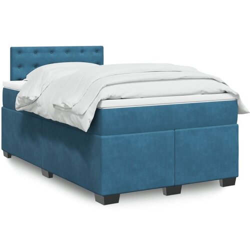 vidaXL Box spring postelja z vzmetnico temno moder 120x190 cm žamet Cene
