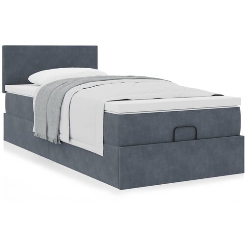 vidaXL Otomanski posteljni okvir z vzmetnico siv 100x200 cm žamet Cene