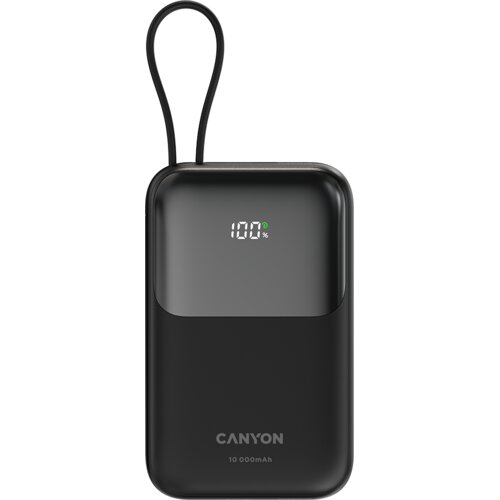Canyon Prenosna Baterija OnPower 101 - 10000mAh, 22.5W, Ugrađeni Kabl, Crna Cijene