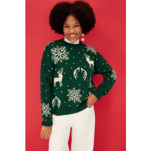 Trendyol Emerald Christmas Theme Jacquard-Knitwear Sweater Cene