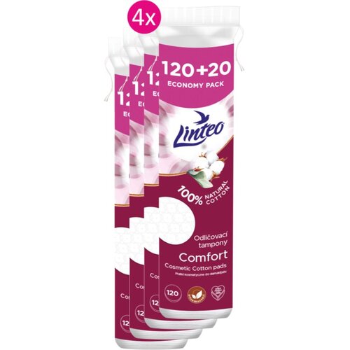 Linteo Natural Cotton Pads vatni tamponi 120 + 20ks x 4 Cene