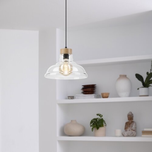  Visilica na sajli SINGLE 1xE27/60W/230V pr. 28 cm hrast Slike