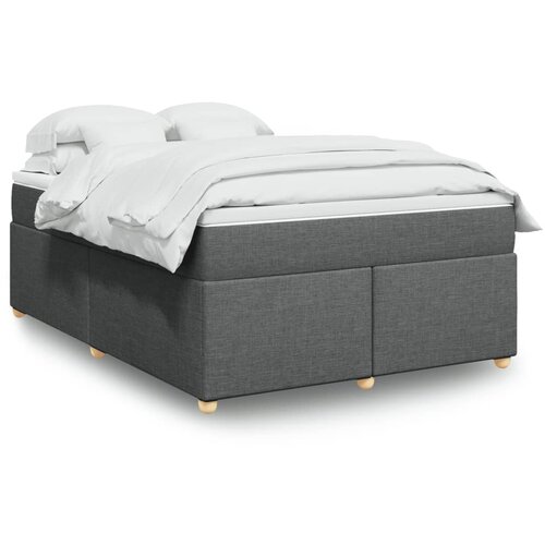 VidaXL Krevet s oprugama i madracem tamnosivi 140x190 cm od tkanine Slike