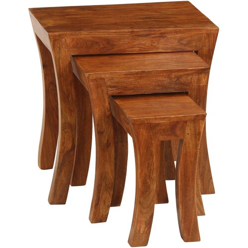  Set uklapajućih stolića 3 kom 50x35x50 cm smeđi drvo bagrema Slike
