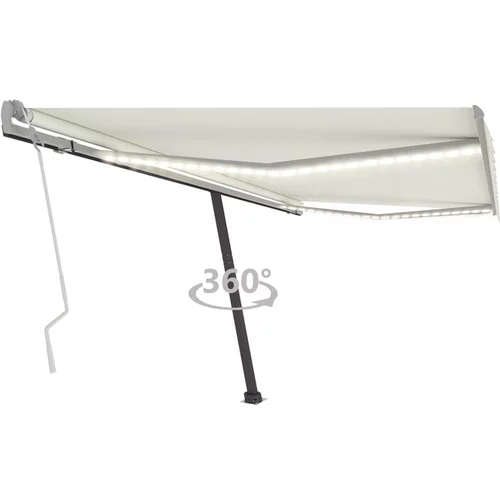  Ročno zložljiva tenda z LED lučkami 450x300 cm krem