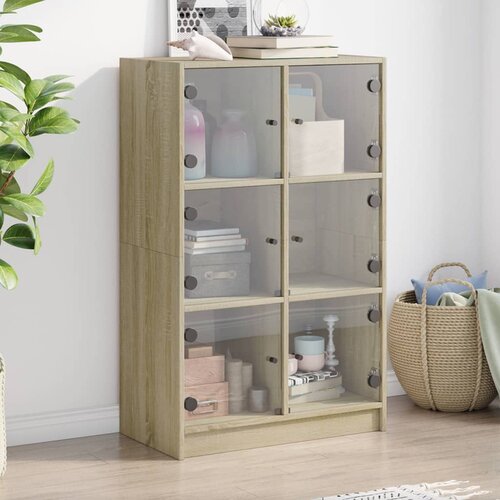  The Living Store Visoka omara z vrati sonoma hrast 68x37x109 cm inženirski les - Komoda, (21500637) Cene