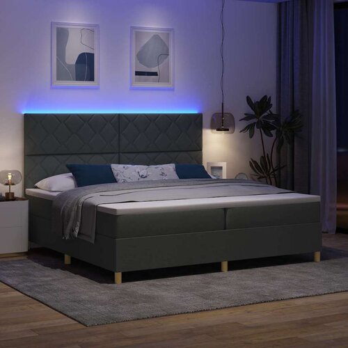  LED Box Spring Krevet Tamno siva 200 x 200 cm tkanina Slike