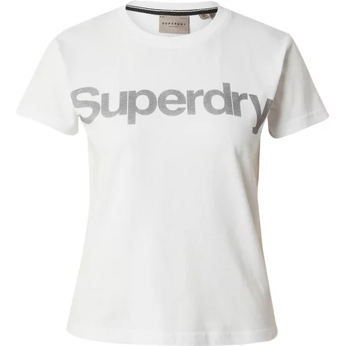 Superdry Majica temno siva / naravno bela