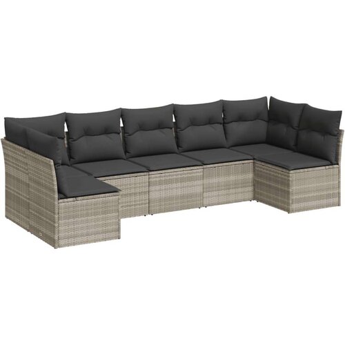 vidaXL 7-dijelni set vrtnih sofa svjetlosivi od poliratana Cijene