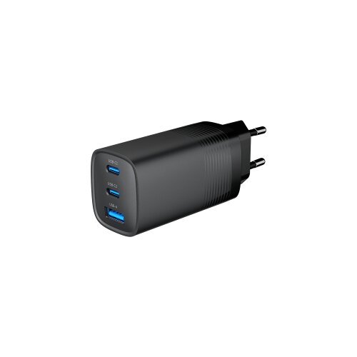 USB punjač 2xType-C + 1xUSB-A fast charger, 65W PD, back GEMBIRD, TA-UC-PDQC65-01-BK Slike