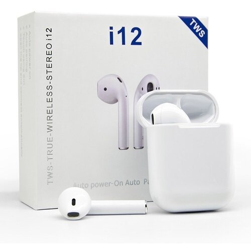  Bluetooth slu&amp;scaron;alice AirPhones i12 TWS bele Slike