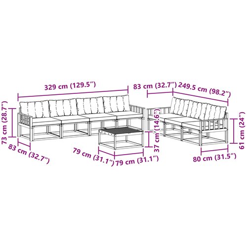  Set vanjskih sofa 8 kom. Bijela i crna Slike
