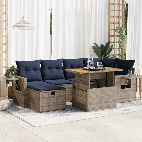 vidaXL 7-dijelni set vrtnih sofa od poliratana s jastucima crni bagrem Cijene