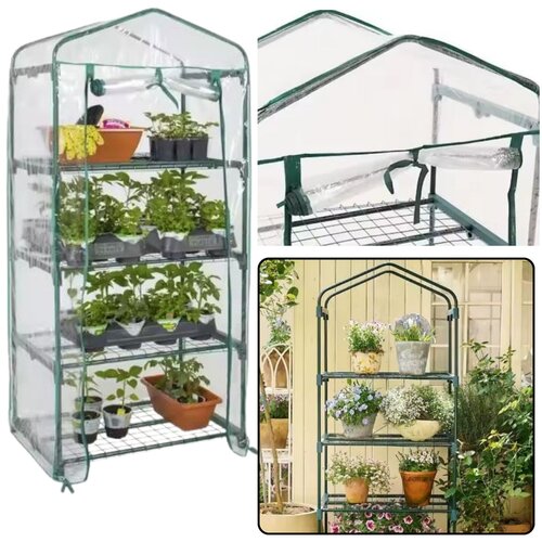 Mini Greenhouse Balcony Garden 4 Metal Shelves PVC Foil 69 x 49 x 157cm Cijene